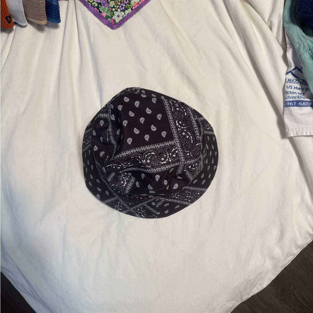 Black Paisley Flippable Bucket Hat